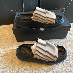 Rag & Bone Black and Beige Slide Sandals